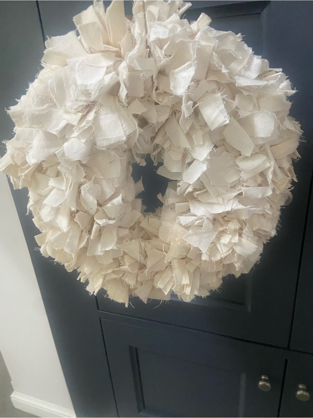 Cream flour bag Fabric Decorative Wreath - Neutral Home Accent